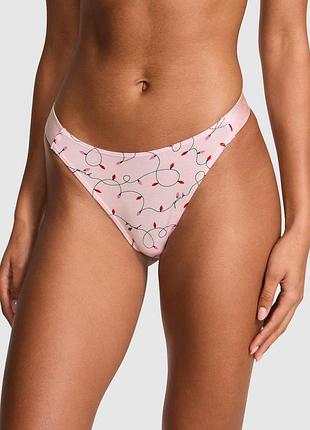 Женские трусики victoria's secret (2859978494956) logo cotton shine high-leg thong xxl розовые