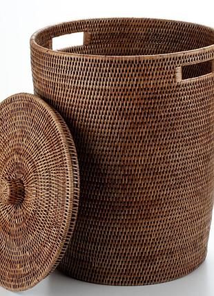 Корзина для белья с крышкой hamper, плетеная изо ротанга, 34/40*50 см, 71047-brown