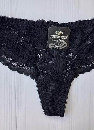 Трусики бразилиана coeur joie кружевные черный l 46/48 1933