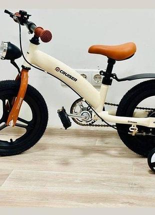 Дитячий велосипед-беговел 2 в 1 cruzzer switch bike 14" з ручним гальмом і страхувальними колесами бежевий