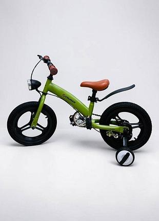 Дитячий велосипед-беговел 2 в 1 cruzzer switch bike 14" з ручним гальмом і страхувальними колесами зелений