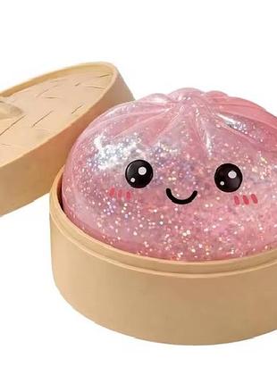 Антистресс dumpling (10 см) сквиш пельмень глиттер игрушка сюрприз, 1 шт