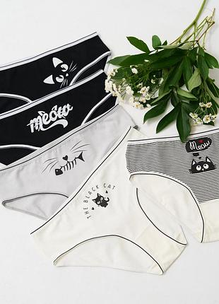 Трусики женские котики nicoletta батал набор из 5 шт. размер 3xl