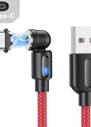 Магнитный кабель uslion 2 в 1 / type-c - usb / 540 градусов / круглый / 100 см. / красный