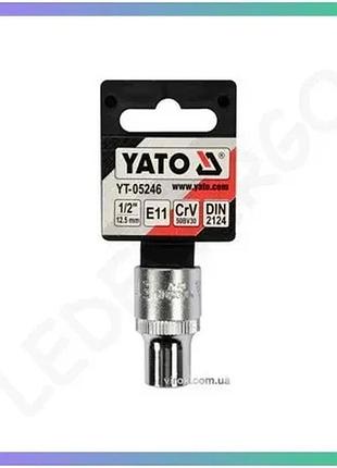 Головка торцева yato torx e11 квадрат 1/2 crv для гайковых соединений 180 мм инструмент для механиков