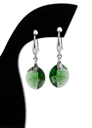 Сережки з зеленими кристалами під swarovski