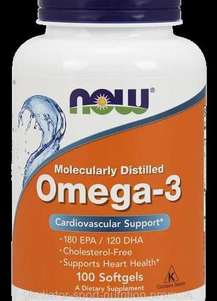 Омега - 3 now foods omega-3 1000 mg, epa 180 dha 120, 100 капсул