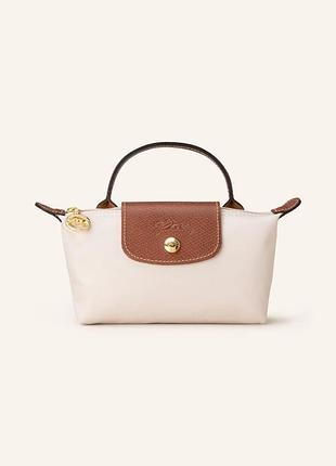 Longchamp pochette mini молочна бежева коричнева сумка кросбоді лонгчамп
