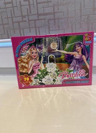 Детский классический пазл g-toys на 70 элементов с цветным постером-плакатом барби