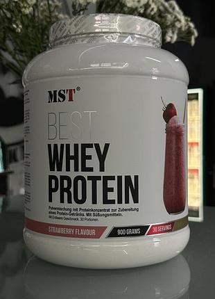 Сироватковий протеїн + ензими mst best whey protein + enzyme 900 г (30 порцій), strawberry, полуниця
