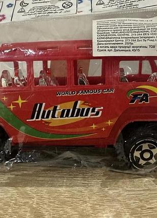 Дитячий іграшковий автобус метр-плюс "autobus world famous car" (інерційний пасажирський автобус у пакеті, червоний)