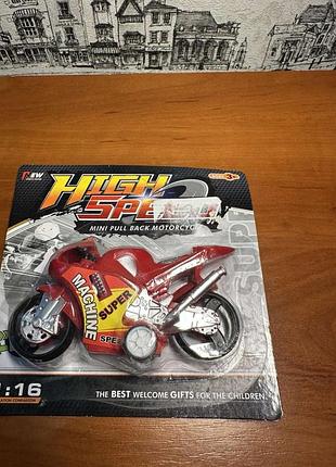 Іграшковий мотоцикл «high speed: super machine» інерційний, масштаб 1:16, червоний