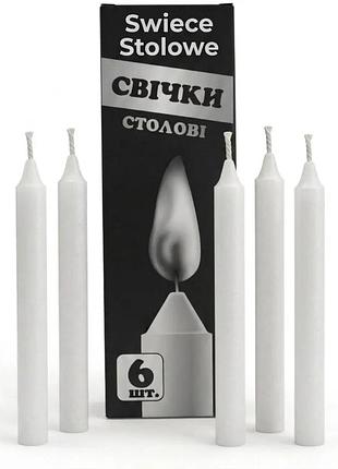 Свічки столові парафінові bispol "swiece stolowe" білі 6 шт (нові)
