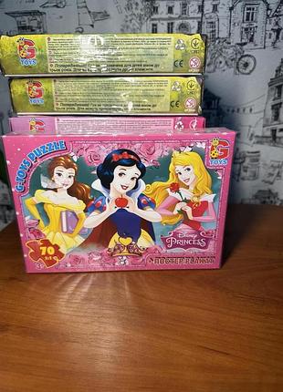 Детский классический пазл g-toys на 70 элементов с цветным постером-плакатом білосніжка