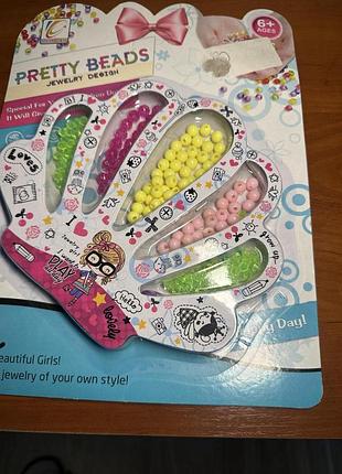 Дитячий набір для творчості «pretty beads» для створення прикрас, браслетів та намиста з бісером