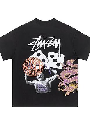 Stussy футболка мужская оверсайз унисекс чёрная