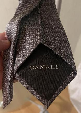 Шовкаова краватка преміум бренду canali в сірому кольори середнього розміру