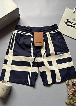 Шорты burberry мужские брендовые летние повседневные шорты барбери (s-xl) синій з білим