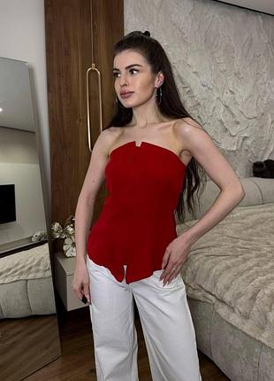 Женский базовый корсет турецкая костюмка красный, 48