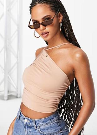 🤎 бежевий асиметричний топ asos luxe з драпуванням, розмір s (36/8) ✨