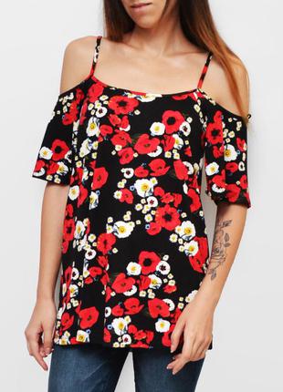 Tu, трикотажный топ с открытыми плечами в маках