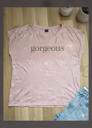 Ніжно-рожева футболка "gorgeous" 50р.