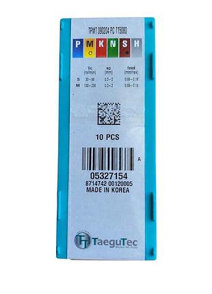 Токарні твердосплавні пластини taegutec tpmt 090204 pc tt5080, 10 шт., нові