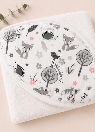 Полотенце-уголок детский baby comfort лесные зверята (молочная махра) 75*75 см
