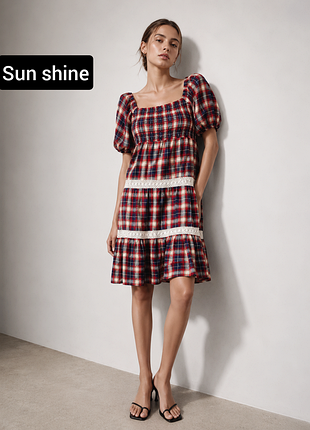 Платье женское мини в клетку от бренда sun shine s