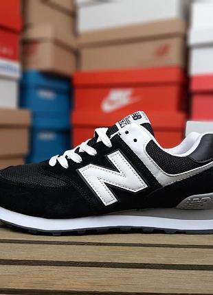 Чоловічі кросівки new balance 574 чорні з білим