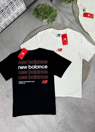 Чоловіча футболка new balance з 3d-принтом на спині / стильна літня футболка нью беленс бавовна
