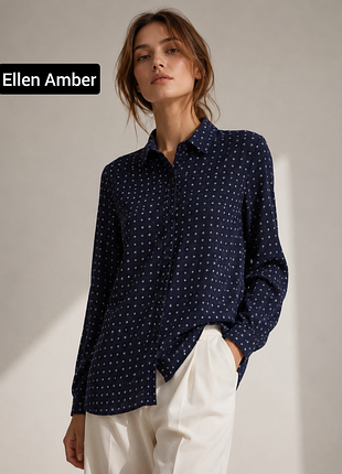 Рубашка женская синяя в принт от бренда ellen amber s