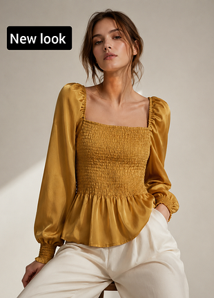 Блуза жіноча атласна жовта від бренду new look l xl