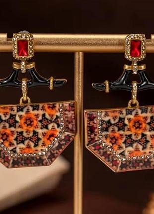 Креативные серьги с маркировкой геометрической формы в орнаментном стиле, люкс качество, орнамент