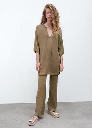 Новые брюки трикотажные вискоза / лен zara, размер l (40)
