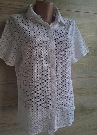 Белая блуза прошва хлопок cotton traders m-l