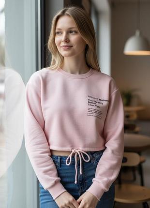 Розовый укороченный свитшот кроп-топ bershka (размер xs)