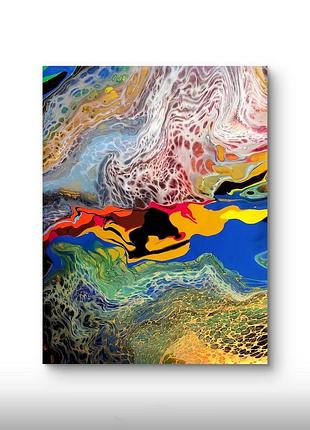 Картина для интерьера fluid art 30х40 см / яркая абстракция акрилом ручной работы