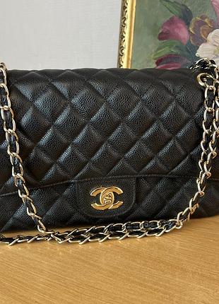 Chanel classic flap medium black caviar