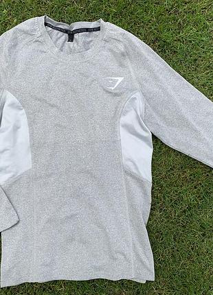 Чоловічий компресійний лонгслів gymshark element baselayer long sleeve у світло-сірому меланжевому відтінку