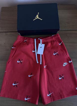 Шорти nike air sportswear big swoosh alumni fleece shorts red jordan dv9610-657