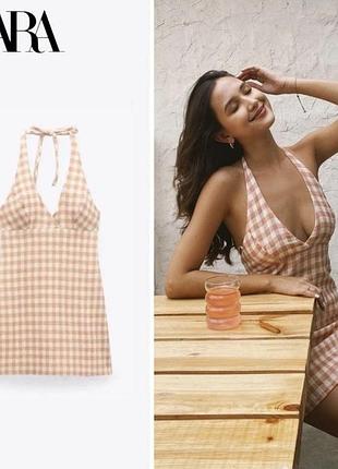Платье zara с вырезом летнее платье с голой спиной міні сукня зара з принтом