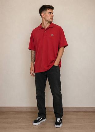 Поло lacoste original червоного кольору