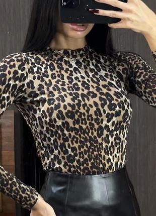 🐆 лонгслив в леопардовый принт новый без бирки