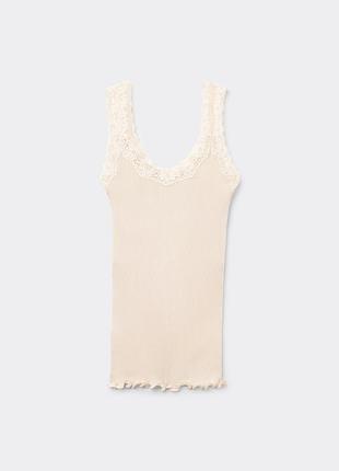 Шовковий мереживний топ-майка intimissimi лимонного кольору у розмірі xs-s