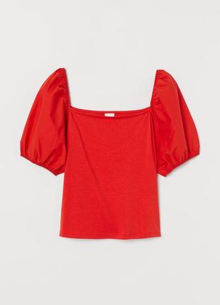 Хлопковый топ,футболка,блузка с объёмными рукавами h&m,38/m2 фото