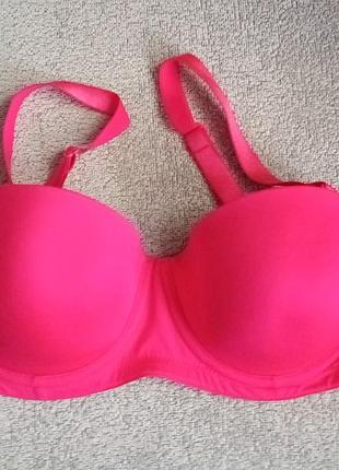 Безшовний гладкий неоновий бюстгальтер бандо hunkemoller 80c 36c знімні бретелі силікон