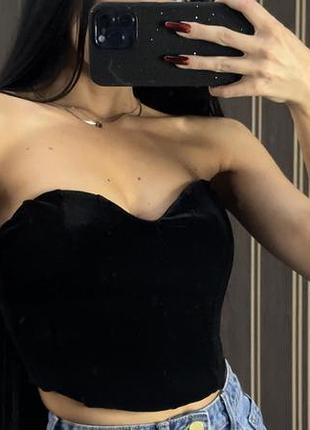 🖤 черный велюровый корсет