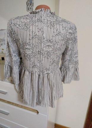 Нарядная блуза zara woman белая в полоску6 фото