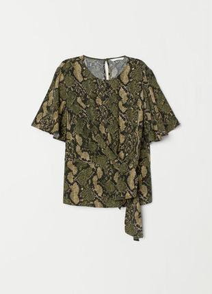 Блузка в анималистический принт,змеиный принт,с поясом h&m,40/l 2